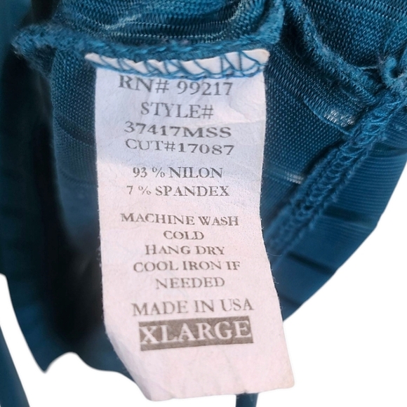 Vtg Moa Moa V-Neck Sleeveless Tie Back Babydoll Top XL Teal Green Y2K 90s Halter - Picture 11 of 11